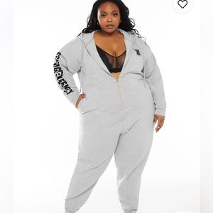 Savage X Fenty Grey hooded zip one piece
